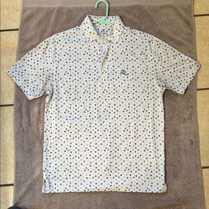 Rhoback White Polo with Blue Dots